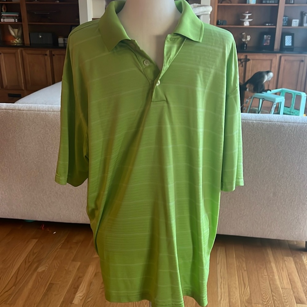 Champion men’s golf polo xl green and white striped